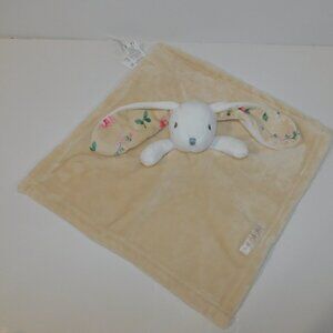 Blankets & Beyond White Tan Bunny Rabbit Floral Ears Security blanket Baby Lovey